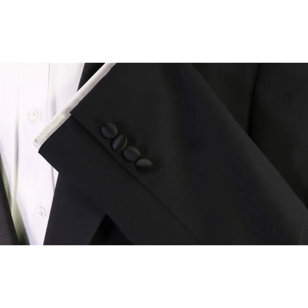 Armani Collezioni Black 2-Btn Wool Tuxedo Formal Wedding Suit 44L